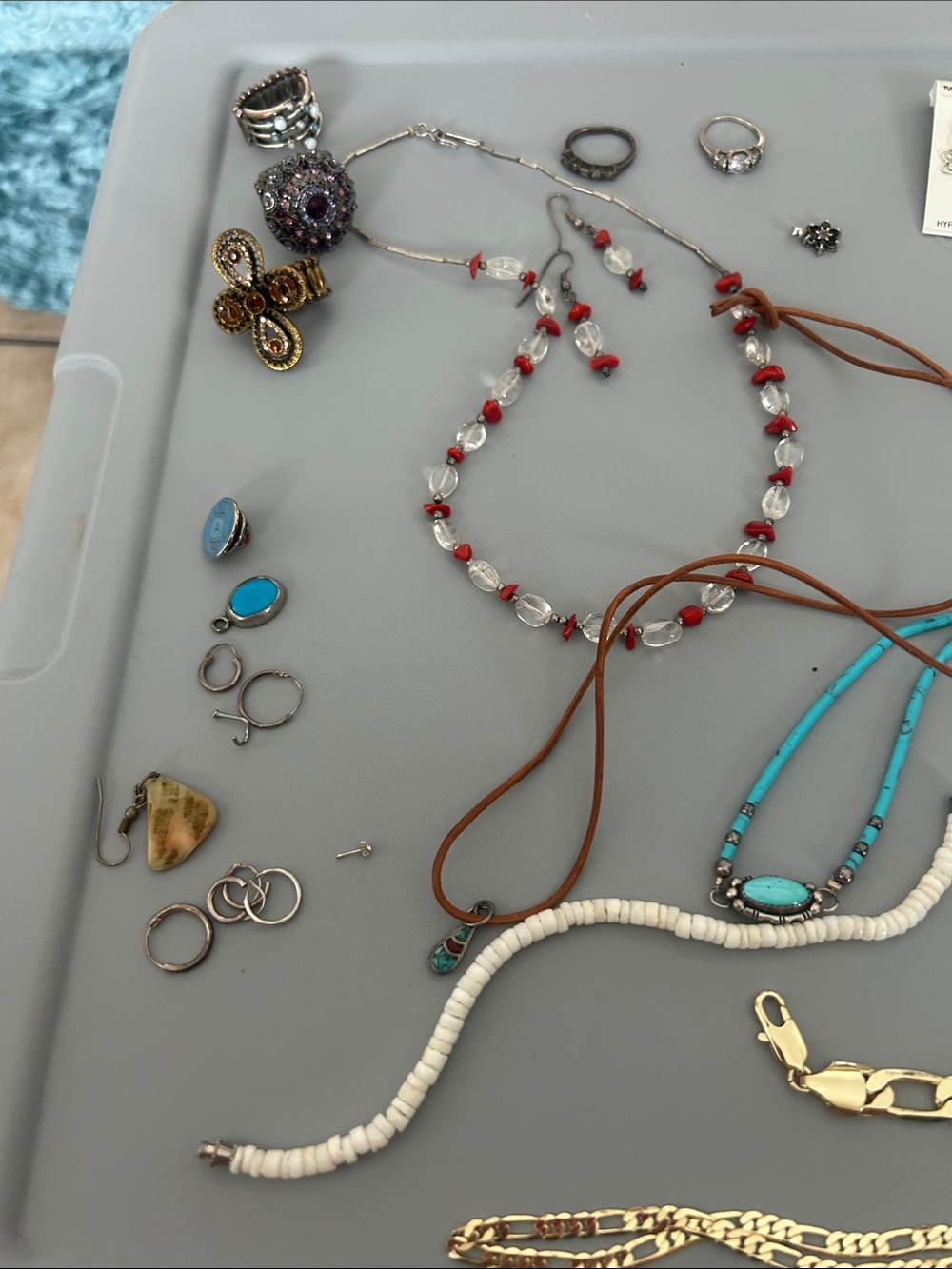 Turquoise Beaded Leather Layered Necklace - Women Jewelry - Picture 4 of 5